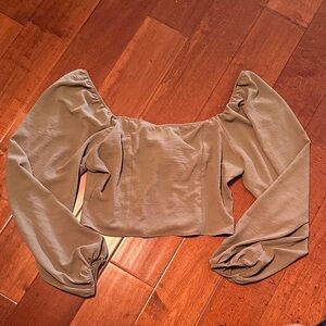 Altar'd State Olive Green Cropped Blouse